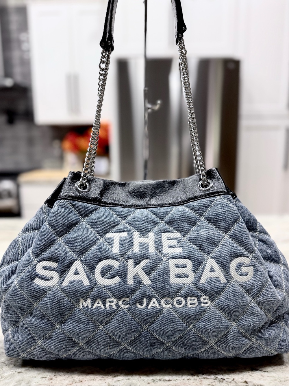 Marc Jacobs Authentic The Sack Bag Quilted Denim Shoulder Bag (Large)